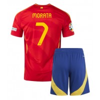 Camiseta España Alvaro Morata #7 Primera Equipación para niños Eurocopa 2024 manga corta (+ pantalones cortos)